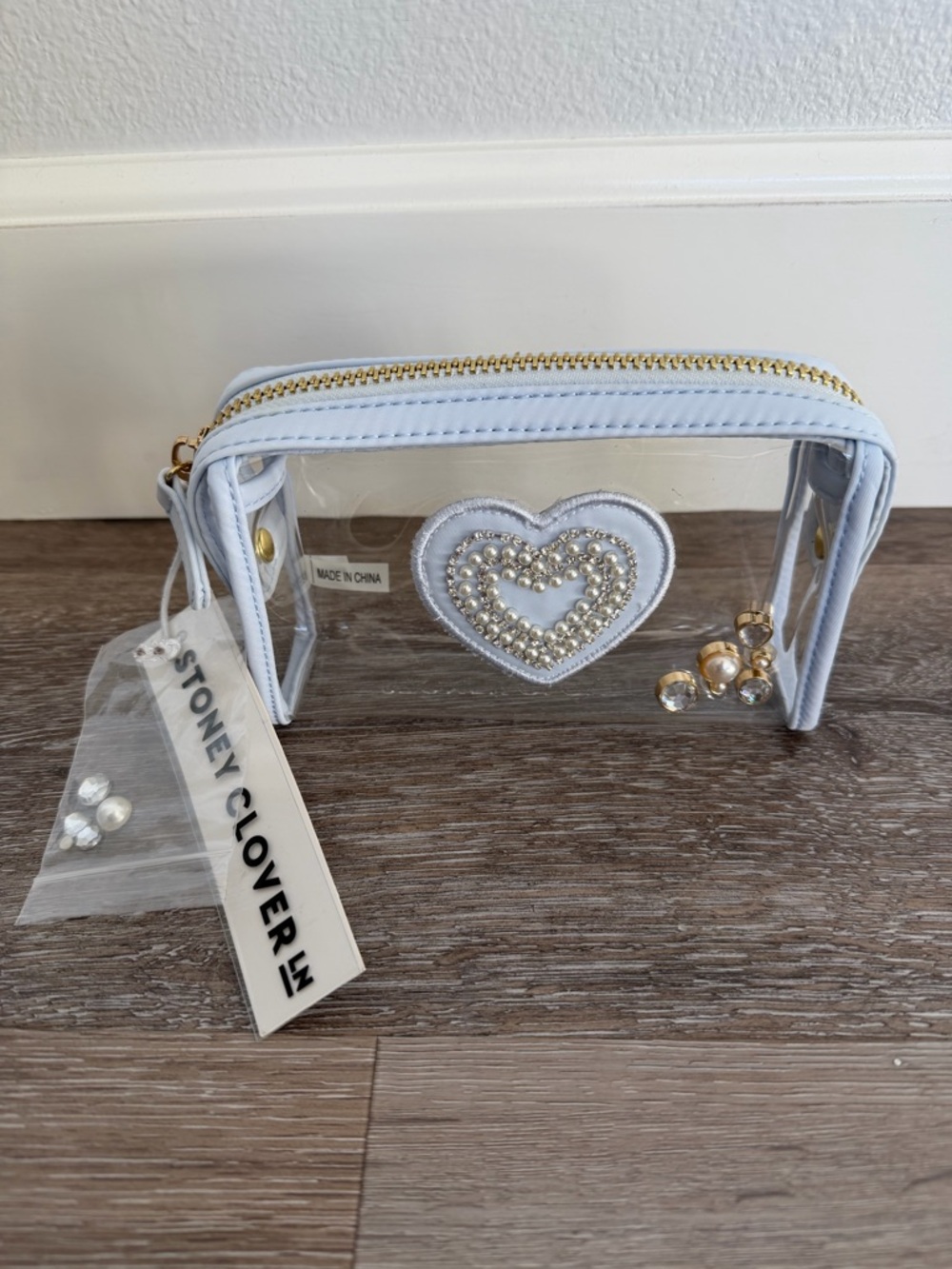 Stoney Clover Clear Heart Cosmetic Pouch in Light Blue